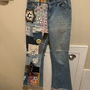 Urban Outfitters Multicolor Patchwork Flare Jeans